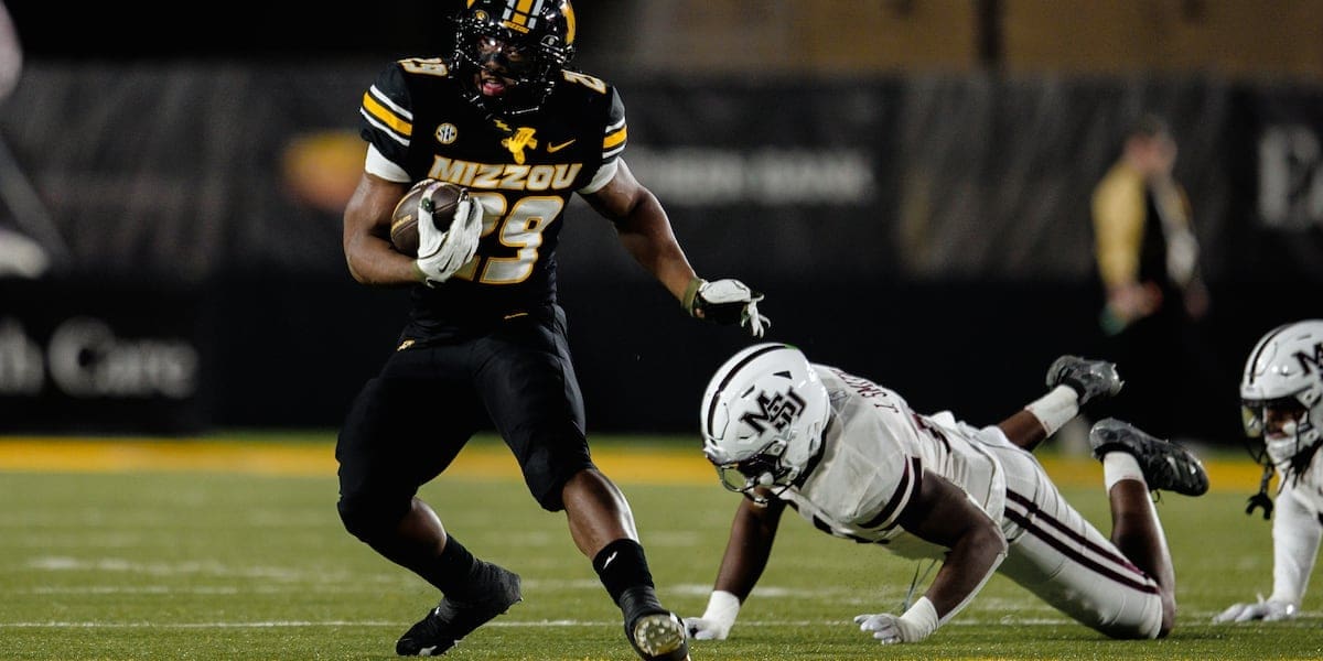 Missouri’s Ahmad Hardy leads the way on the ground to take down Mississippi State